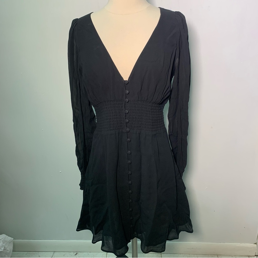 Reformation Black Long Sleeve Dress